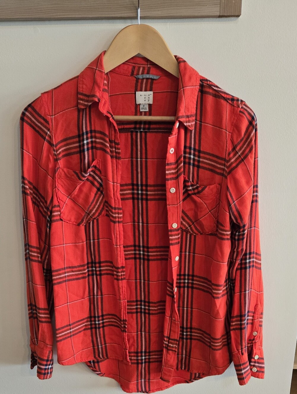 Retro Vibe Orange Plaid Button-Up Flannel Shirt